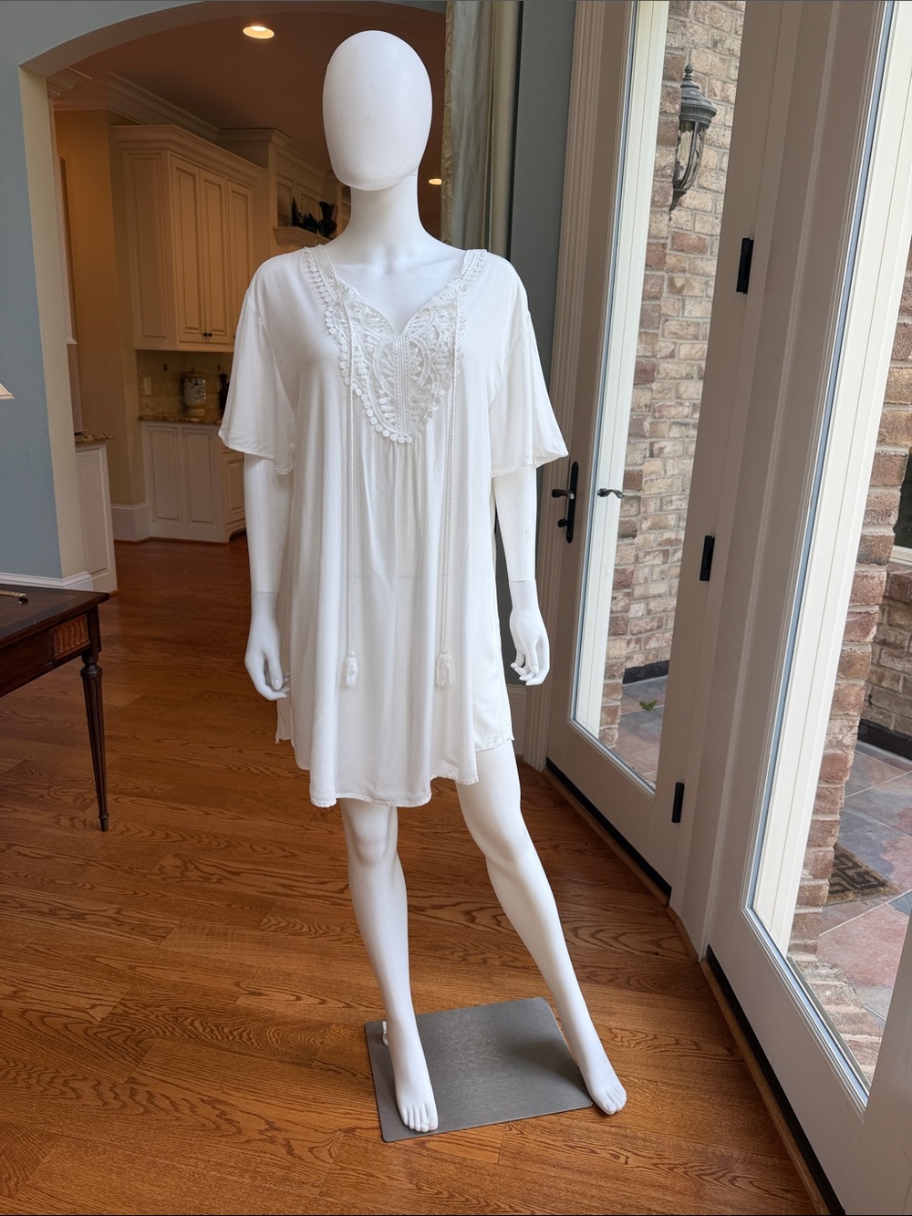 Equator Women’s White Crochet-Trim Swim Coverup